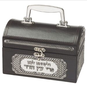 קופסא מהודרת לאתרוג דמוי עור עם פלקטה