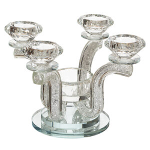 פמוטי קריסטל מהודרים 4 קנים ונר נשמה
