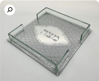 מגש למצה זכוכית מוכסף מהודר