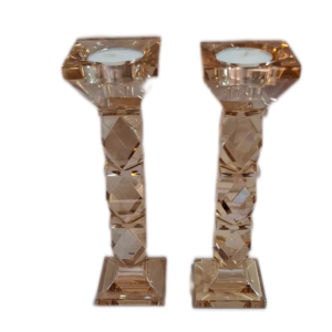 פמוטי שבת מעוצבים בצבע ענבר מהודרים קריסטל